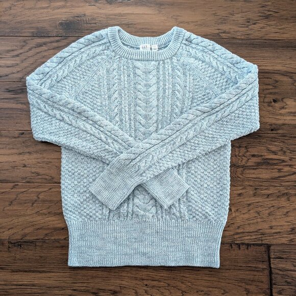 Gap classic cable knit crew neck sweater aqua blue size XS - Picture 9 of 16